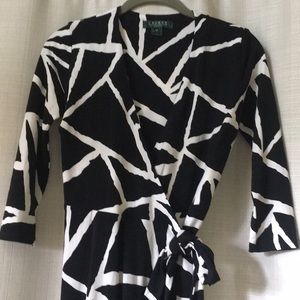 Ralph Lauren Wrap Dress Black&White Print 3/4sleve